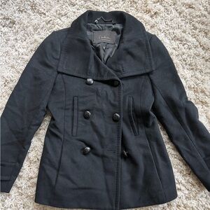 Babaton Elegant wool and cashmere long Black Pea Coat